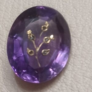 18K ROUGH CUT DIAMOND AMETHYST ROSE OF SHARON
